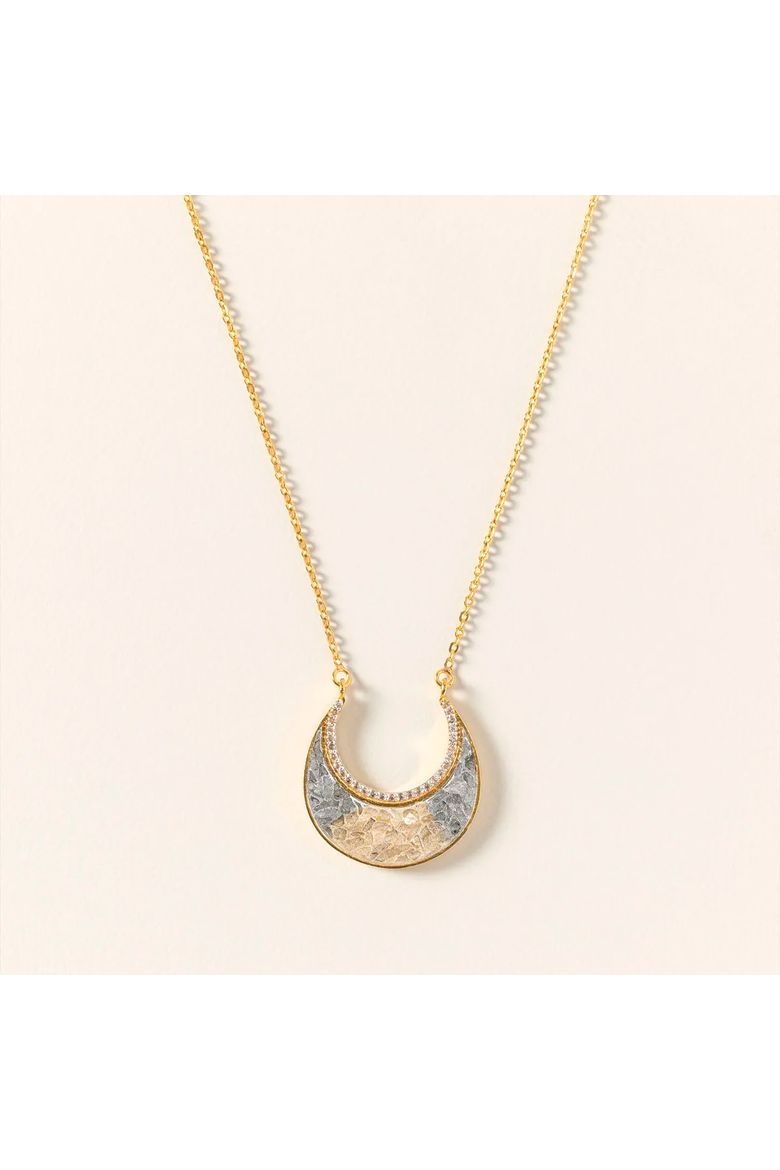 Sliced Raw Diamond Crescent Necklace by Shana Gulati, Main, color, Gold