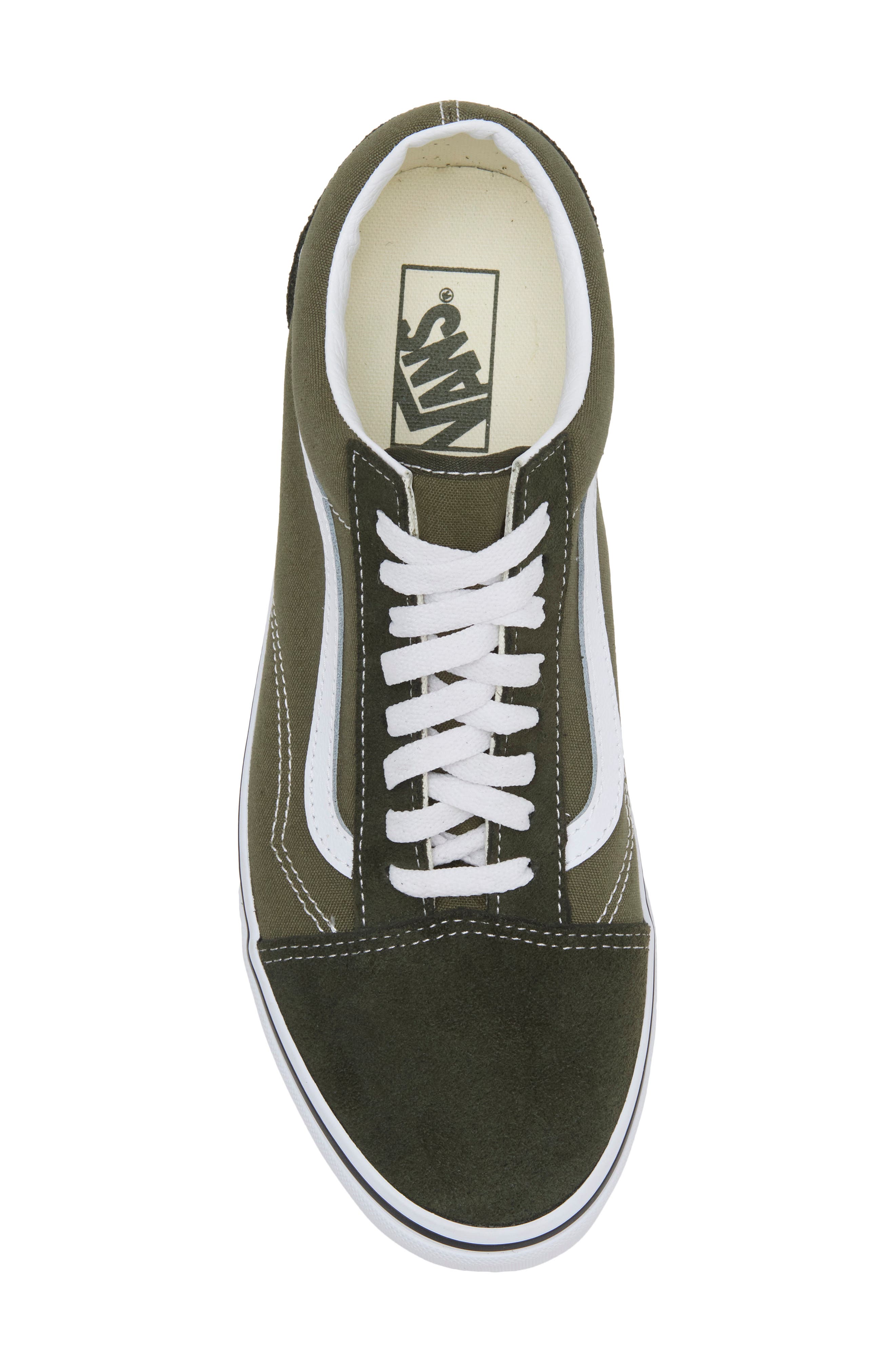 Old Skool Leather Sneaker, Alternate, color, OBSIDIAN FERN