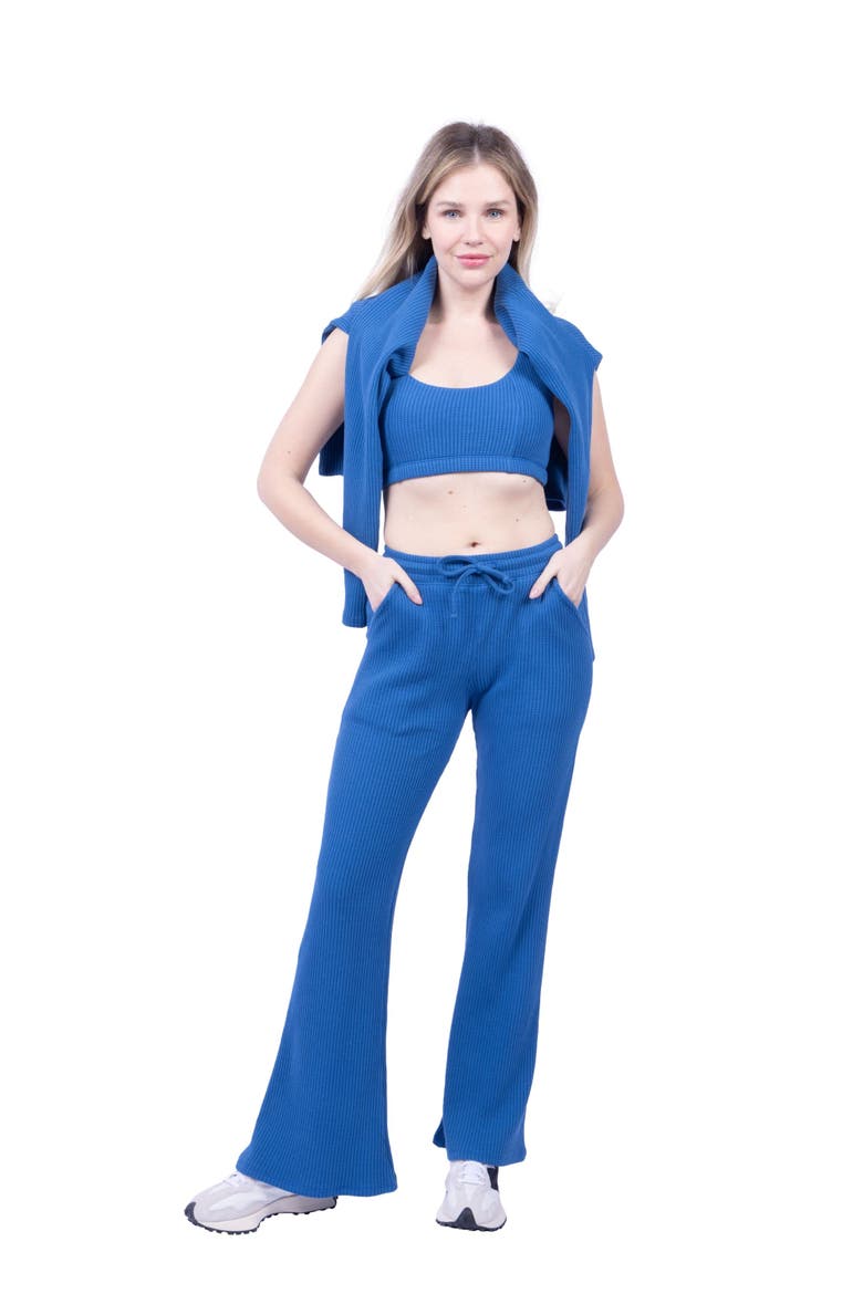 Jules Waffle Knit Organic Cotton Drawstring Pant, Alternate, color, Marine