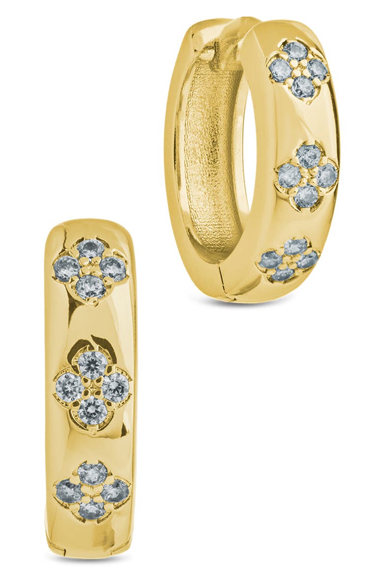 Aisha Cubic Zirconia Star Huggie Hoop Earrings, Main, color, GOLD
