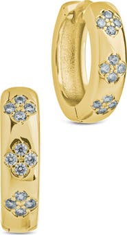 Sterling Forever Aisha Cubic Zirconia Star Huggie Hoop Earrings