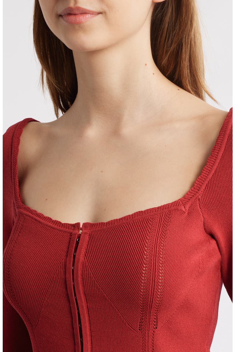 Agatha Rib Corset Top, Alternate, color, CRIMSON