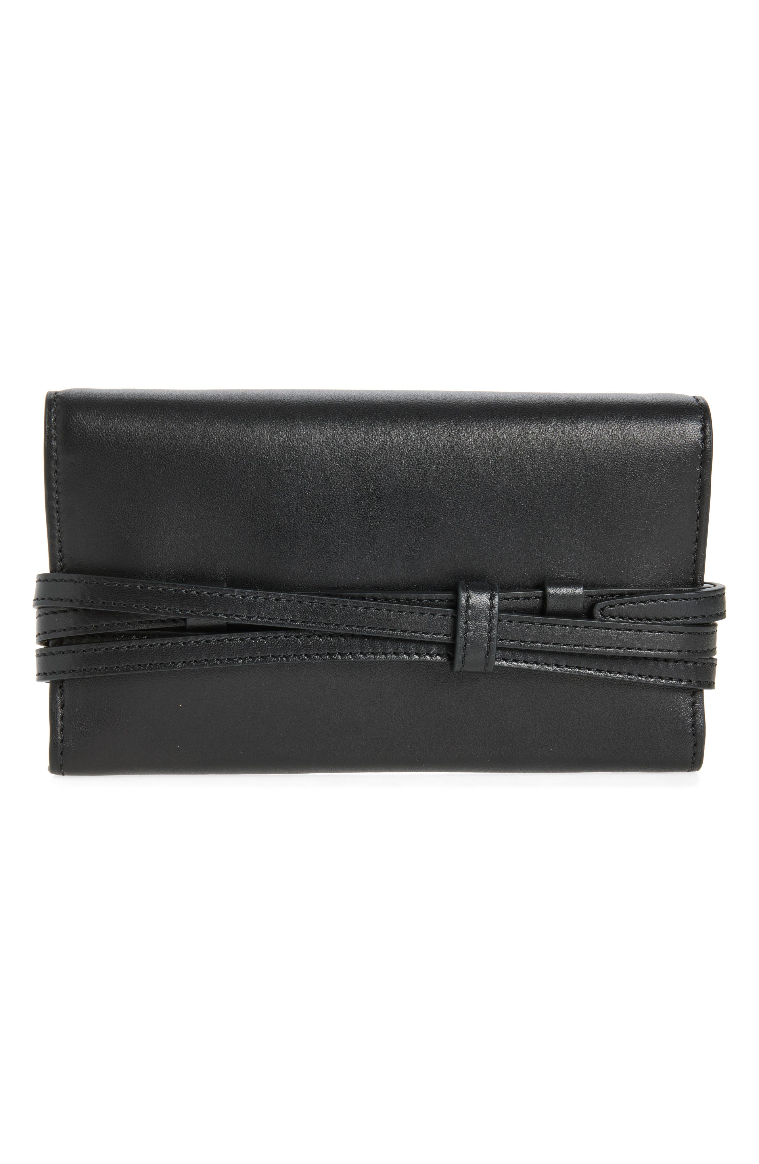 Soft Leather Wallet on a Chain, Alternate, color, BLACK