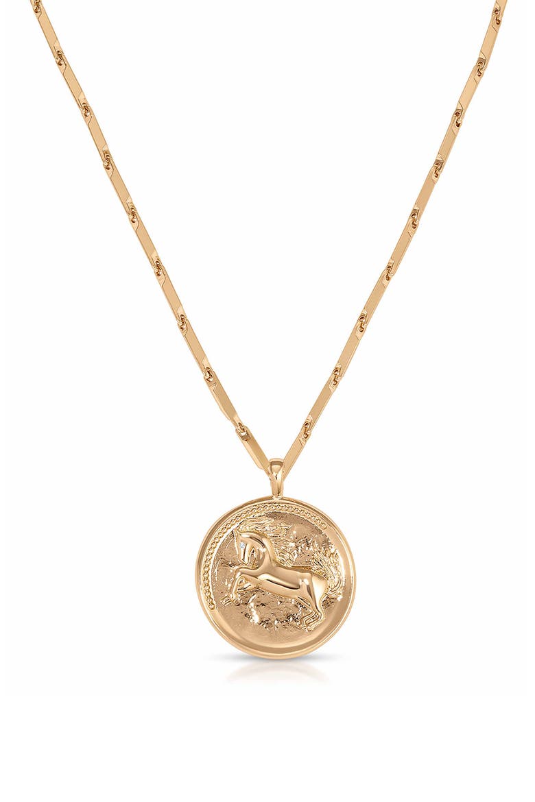 Equestrian Medallion Pendant Necklace, Alternate, color, GOLD