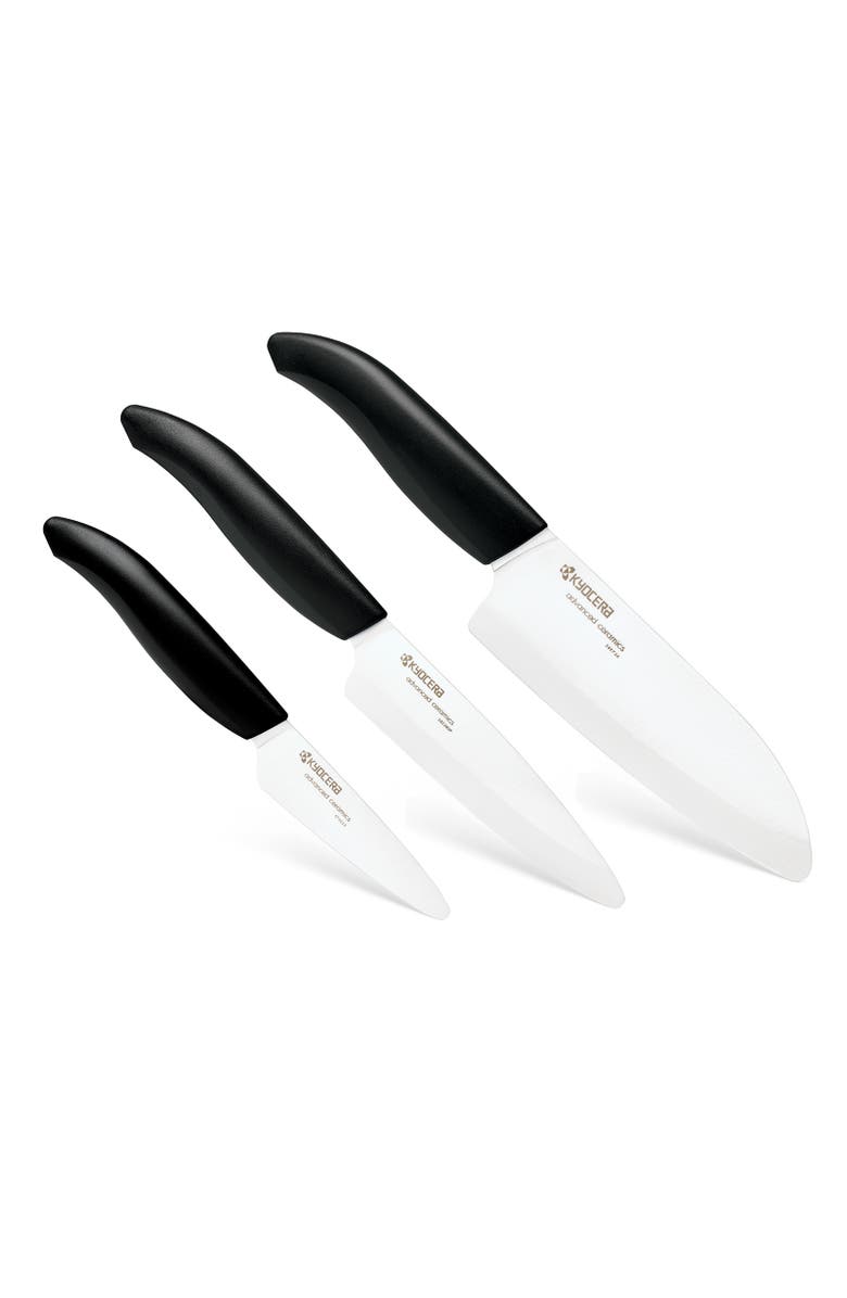 Kyocera Advanced Ceramics 3 Piece Revolution Series Knife Set, Main, color, Black