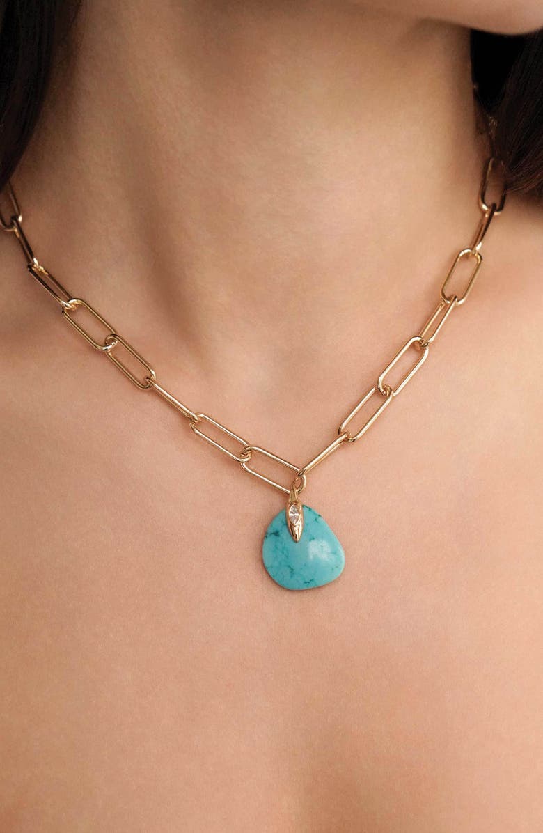 Ettika Turquoise Pendant Necklace, Alternate, color, Turquoise