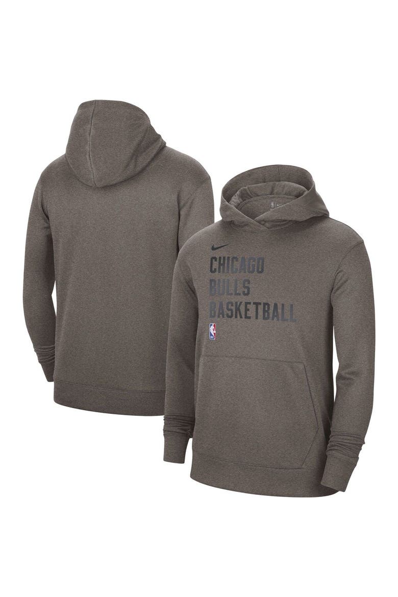 Unisex Nike Olive Chicago Bulls 2023/24 Performance Spotlight On-Court Practice Pullover Hoodie, Main, color, Heather Gray