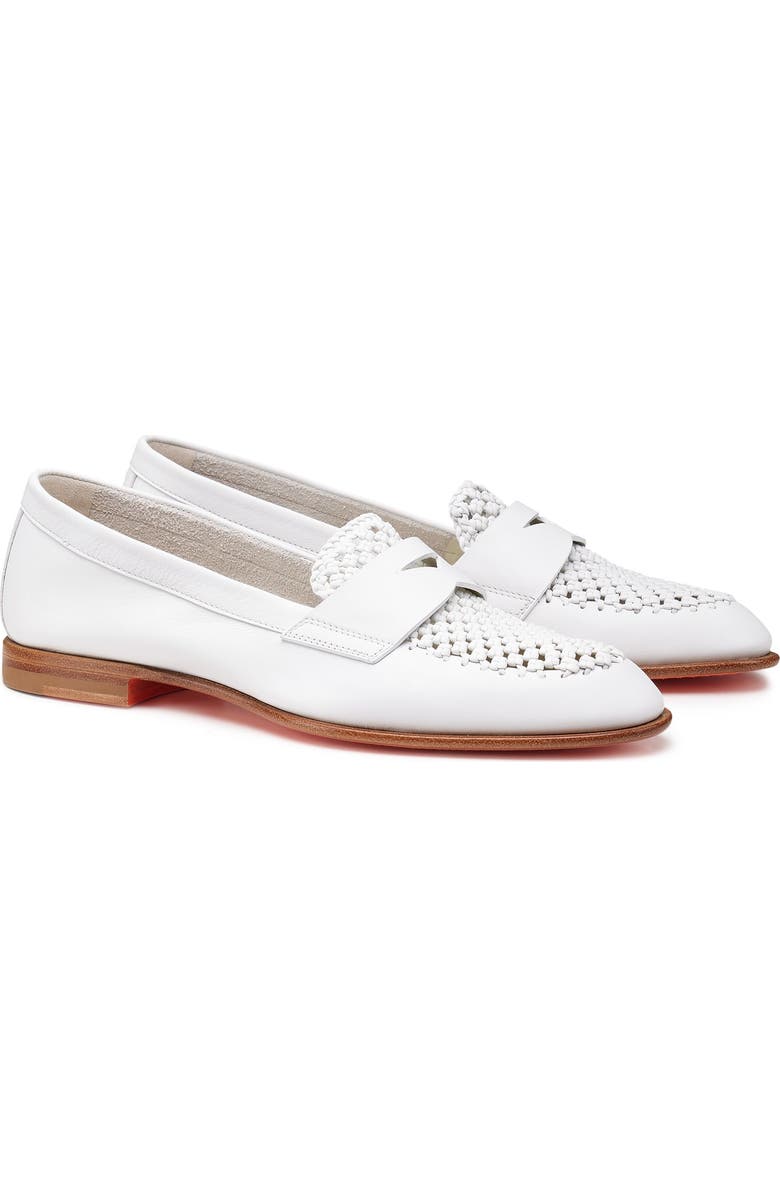 Santoni Women's Leather Penny Loafer, Main, color, White