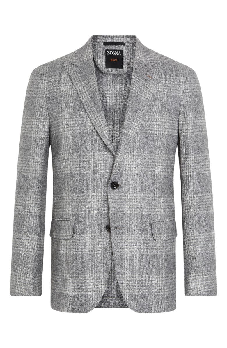 ZEGNA Couture Glen Plaid Silk & Cashmere Sport Coat, Main, color, Light Grey