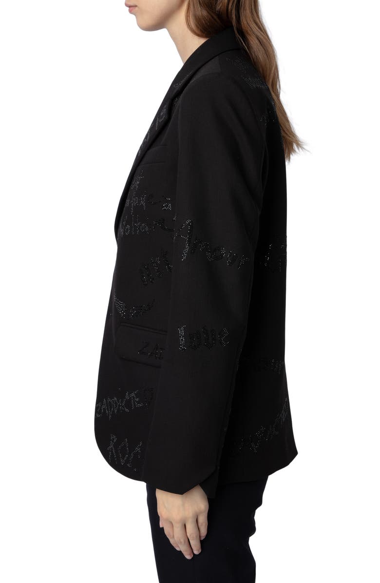 Zadig & Voltaire Vanille Strass Manifesto Blazer, Alternate, color,