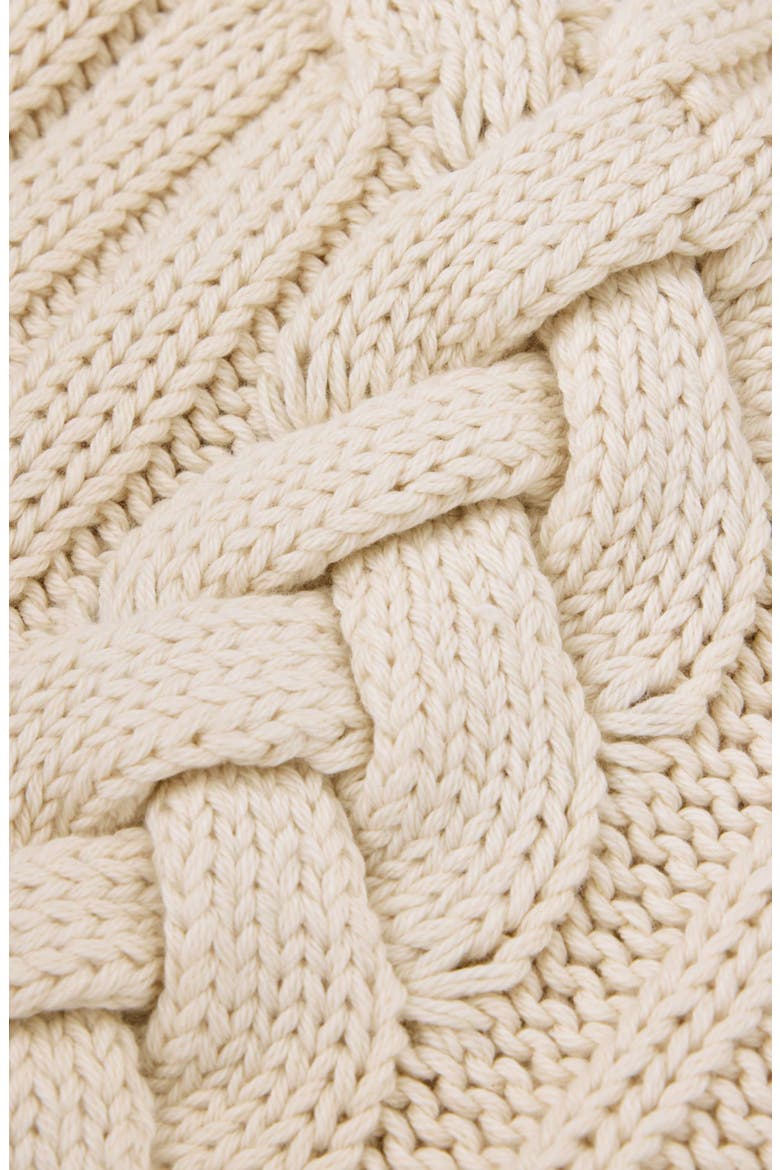 Dauphine Cabled Cotton Crewneck Sweater, Alternate, color, EGG SHELL