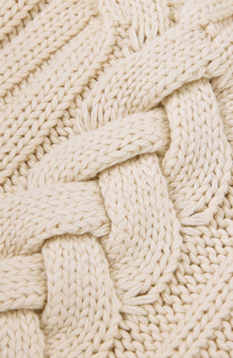 John Varvatos Dauphine Cabled Cotton Crewneck Sweater, Alternate, color, Egg Shell