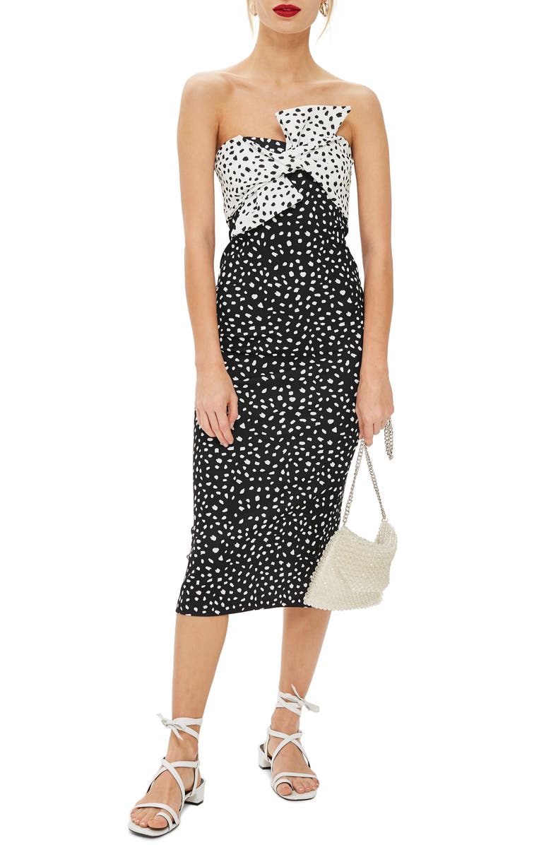 Topshop Bow Twist Midi Dress, Main, color, 