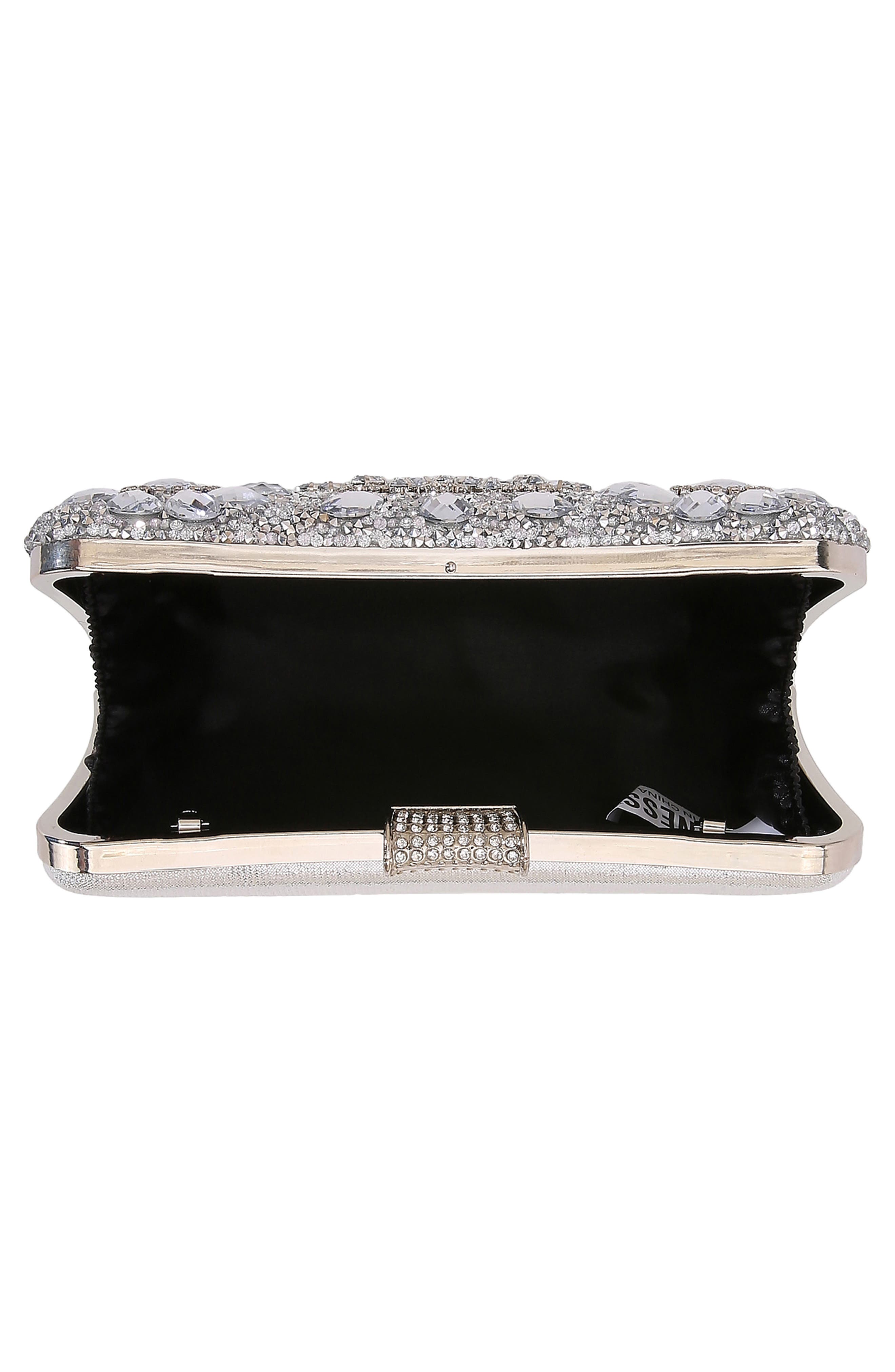 Jewel Rhinestone Clutch, Alternate, color, SILVER
