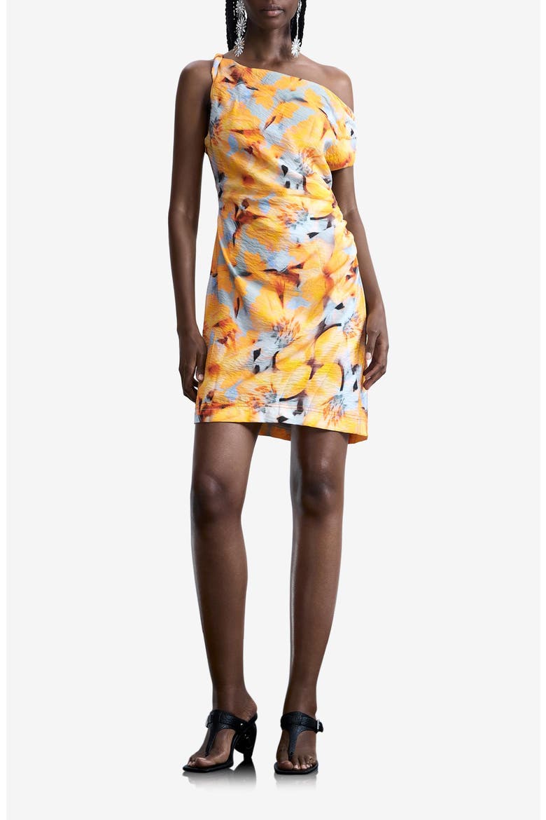 Floral Print Sleeveless Minidress, Main, color, ORANGE