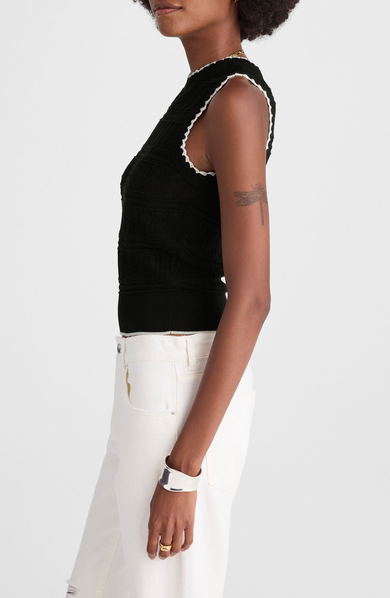 Mixed Stitch Sleeveless Sweater - image 2