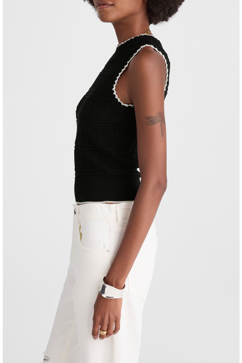 Mixed Stitch Sleeveless Sweater, Alternate, color, BLACK AND IVORY COMBO