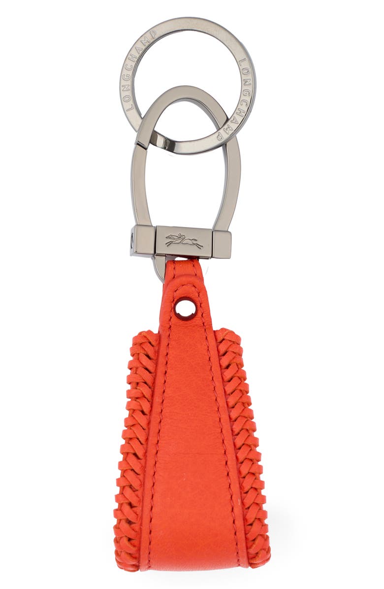 Longchamp Braided Stitch Key Ring, Main, color, Poppy