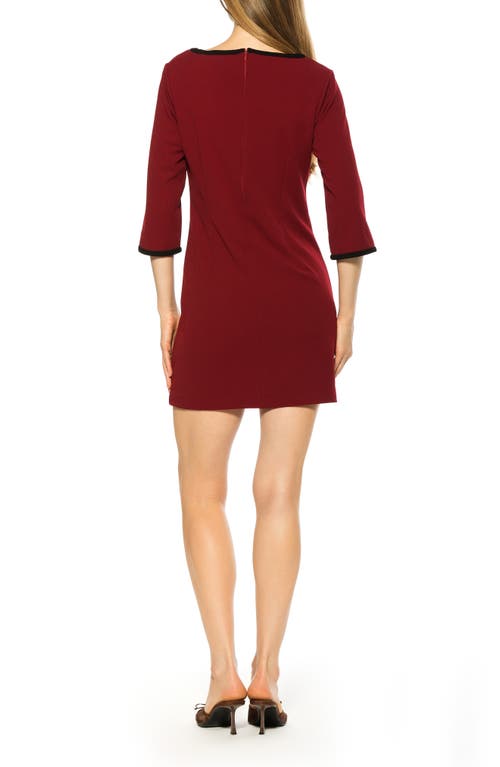 Alexia Admor Liora Bateau Neck Shift Dress In Burgundy