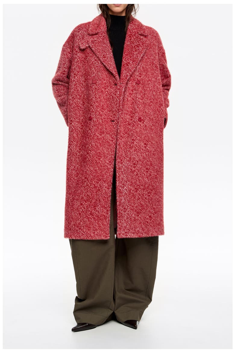 Structured Fur Coat, Main, color, RED