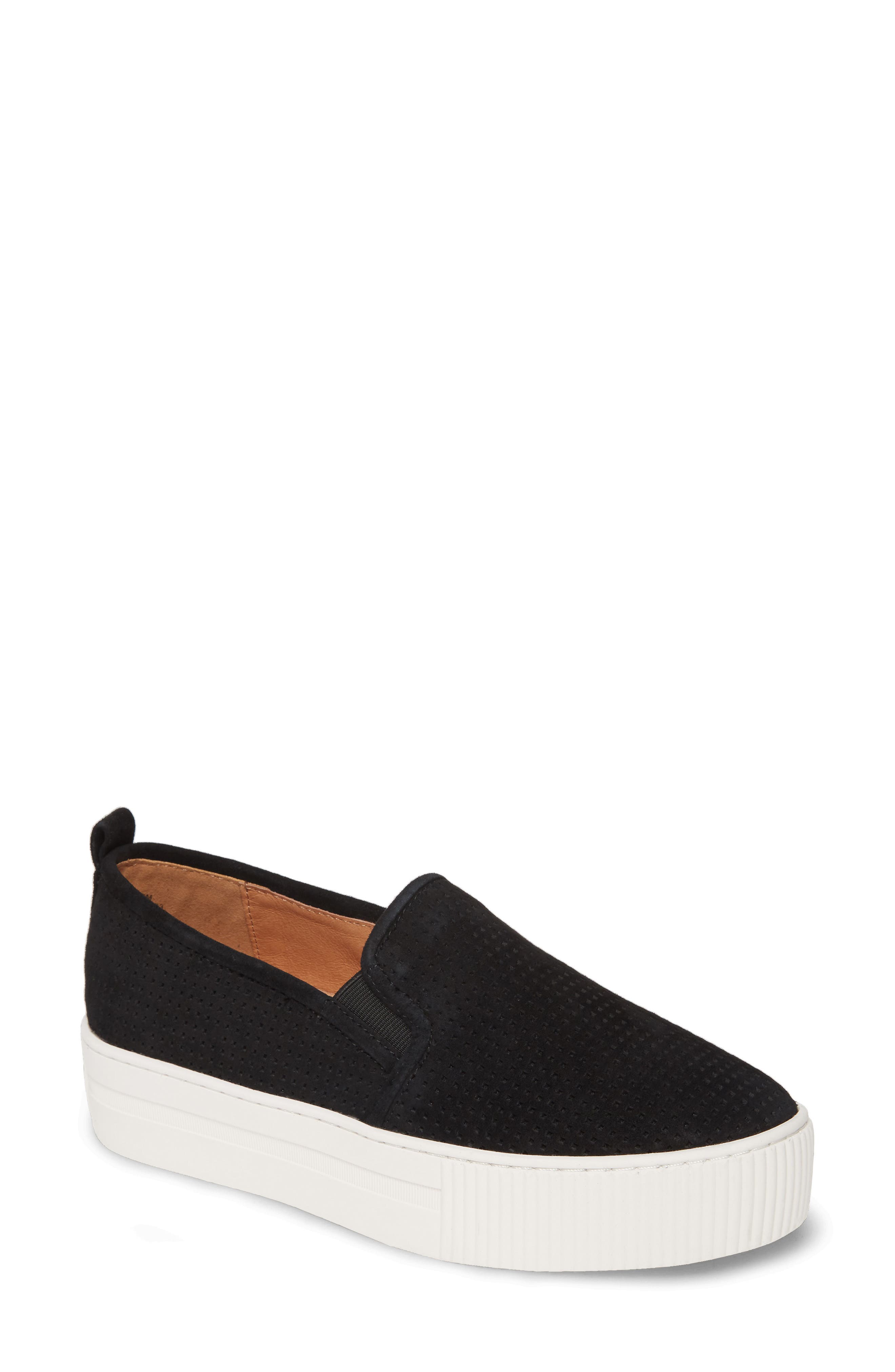 Baylee Platform Slip-On Sneaker, Main, color, BLACK PERF SUEDE