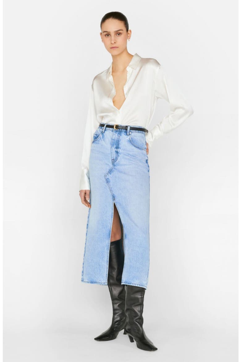 The Midaxi Denim Skirt, Alternate, color, BAINES