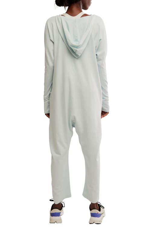 Free People Fp Movement Hot Shot Long Sleeve Stretch Cotton Jumpsuit In Arctic Snow