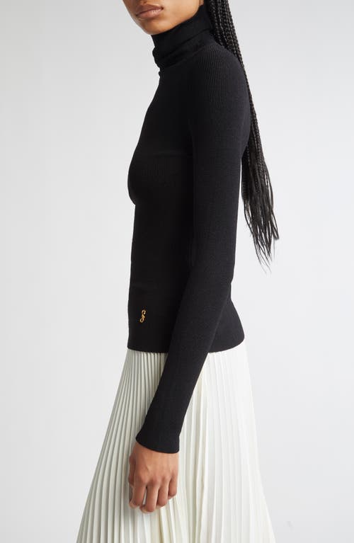 Proenza Schouler Fox Longline Logo Rib Turtleneck Top In Black