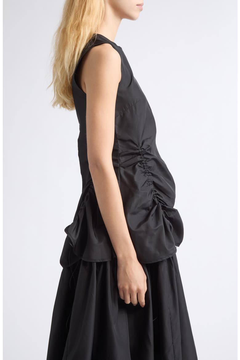 Unika Ruched Recycled Faille Top, Alternate, color, BLACK