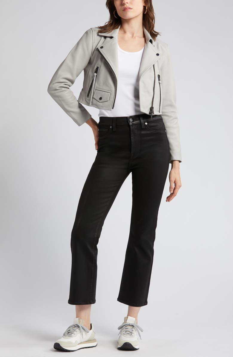 7 For All Mankind Coated High Waist Slim Kick Flare Jeans, Main, color, 