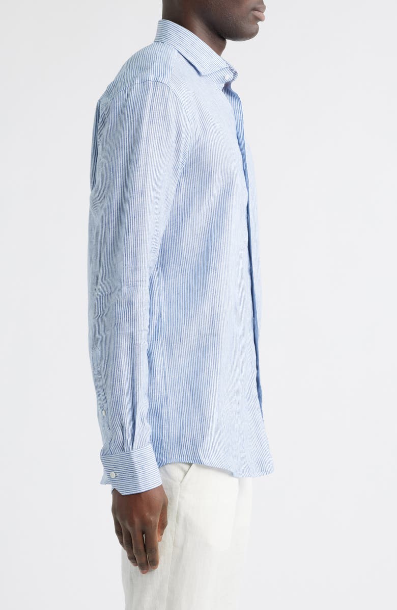 Peter Millar Crown Crafted Astino Lino Stripe Linen Button-Up Shirt, Alternate, color, 