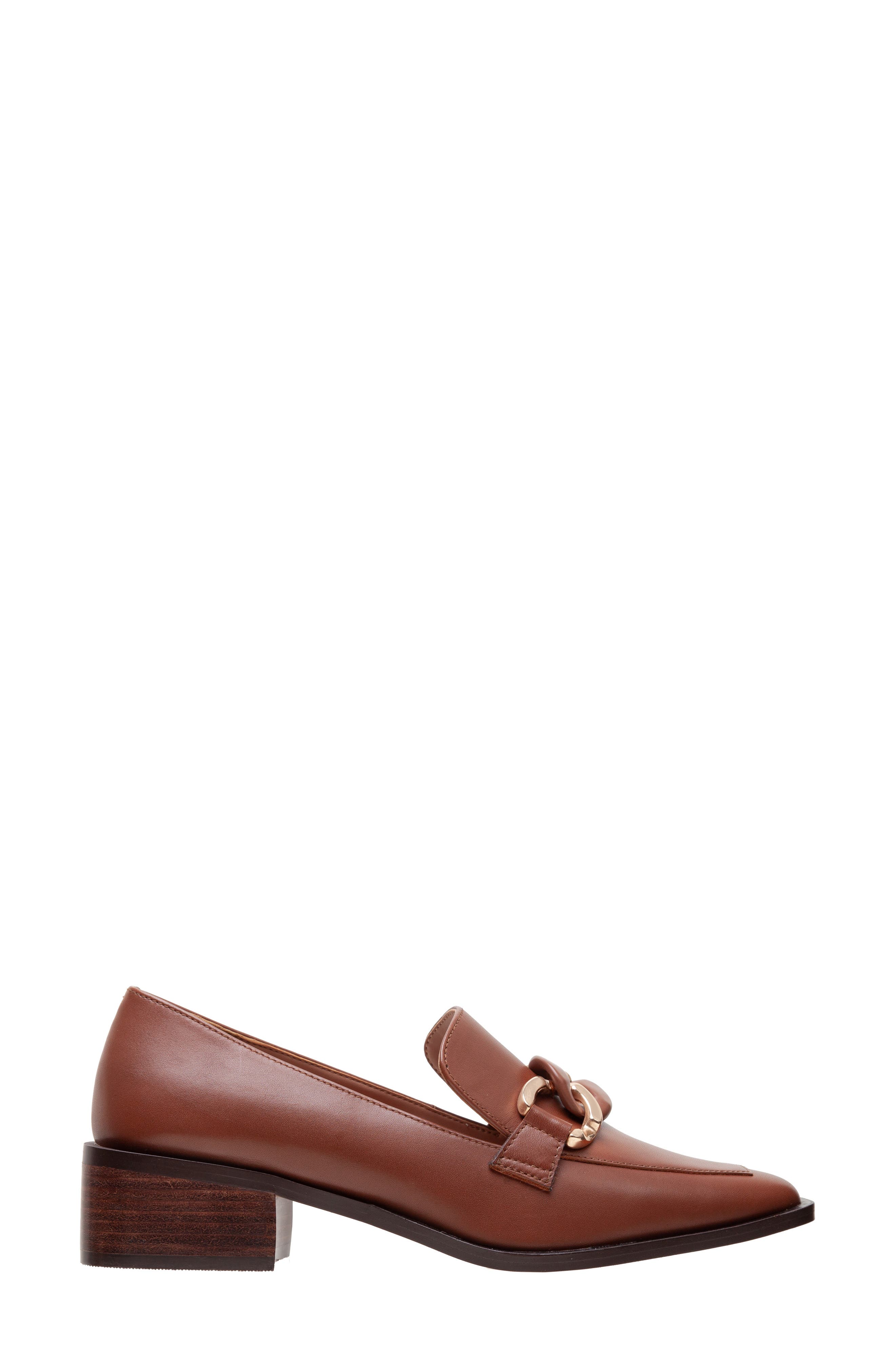 Chrystie Chain Block Heel Loafer, Alternate, color, COGNAC