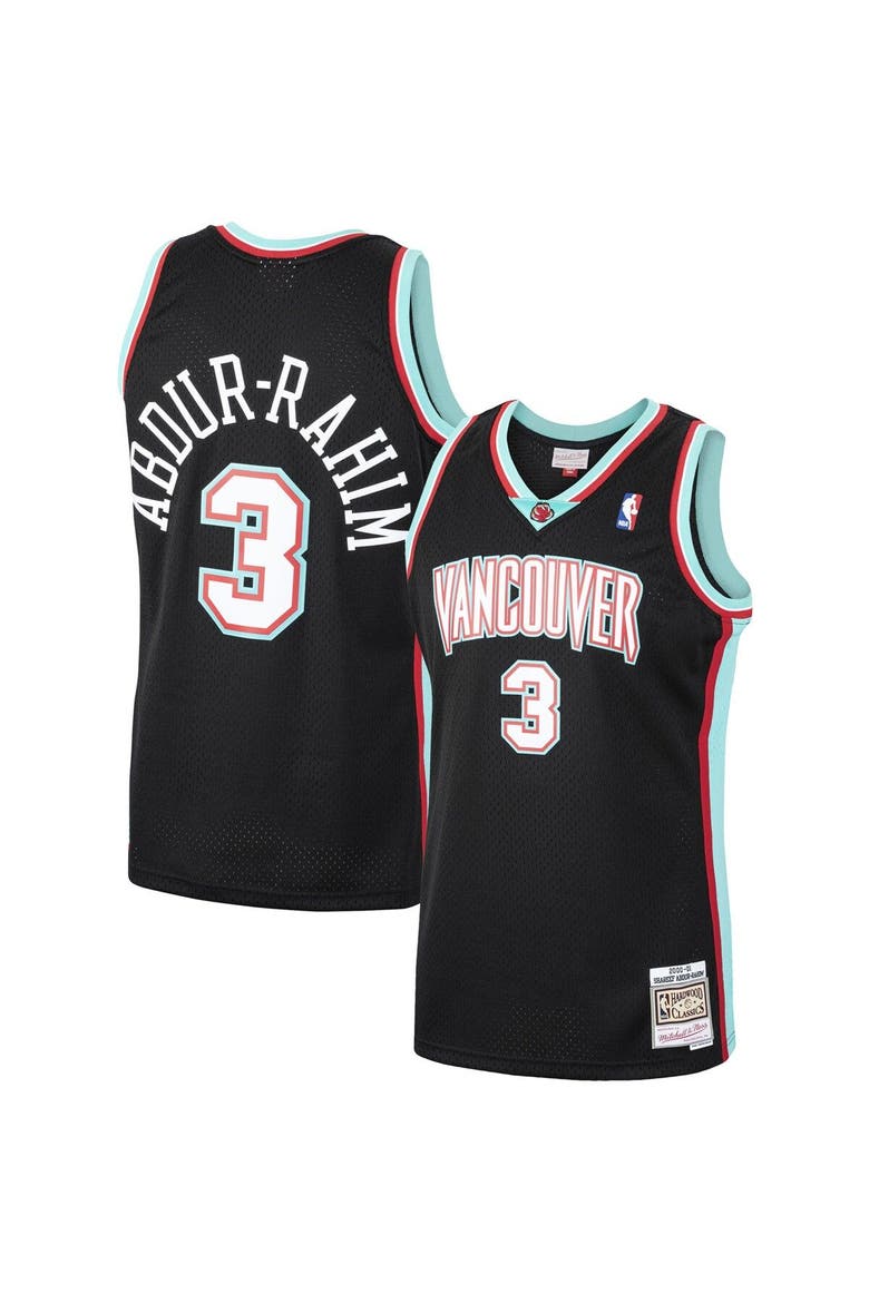 Men's Mitchell & Ness Shareef Abdur-Rahim Black Vancouver Grizzlies 2000/01 Hardwood Classics Swingman Jersey, Main, color, Black