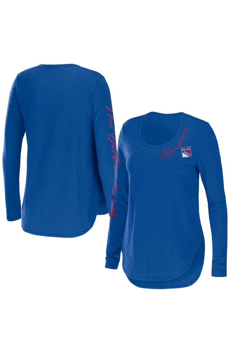 WEAR by Erin Andrews Women's WEAR by Erin Andrews Blue New York Rangers Team Scoop Neck Long Sleeve T-Shirt, Main, color,
