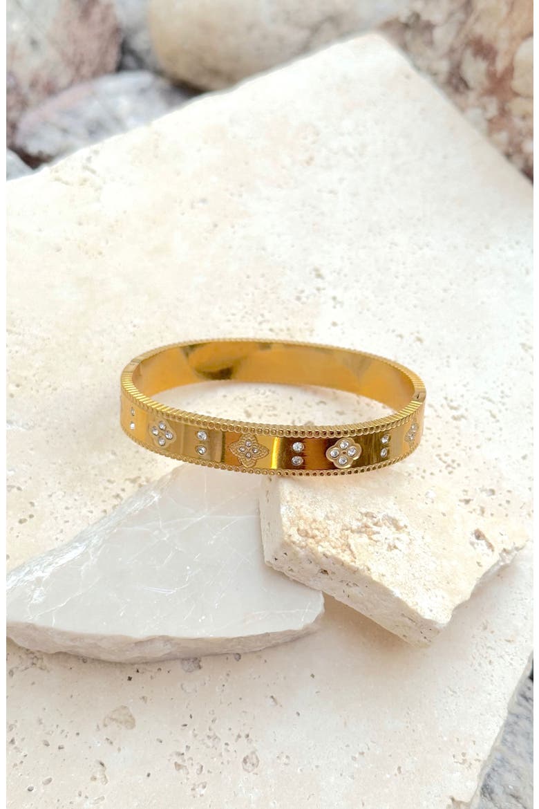 Tarnish Resistant Cubic Zirconia Bangle Bracelet, Alternate, color, GOLD