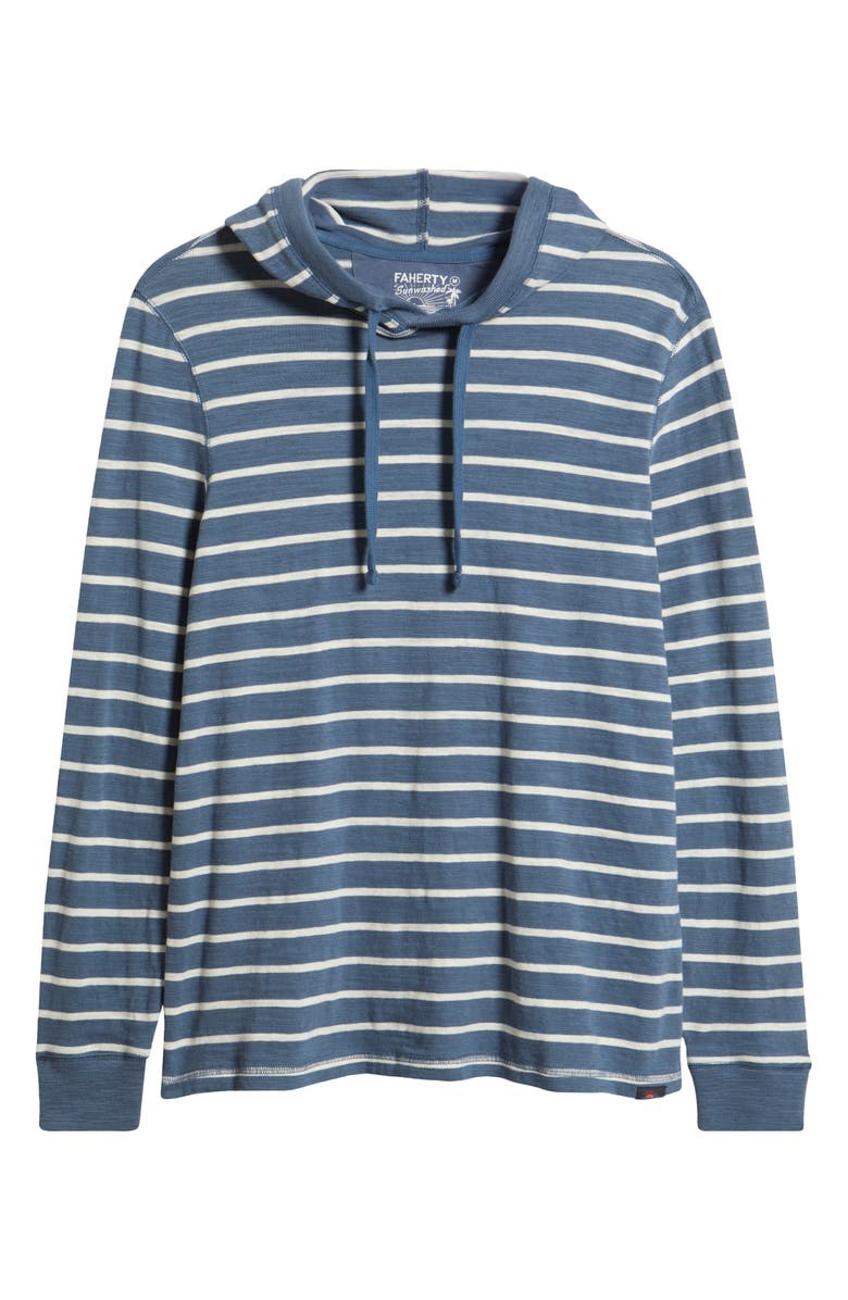 Faherty Sunwashed Slub Organic Cotton Hoodie, Main, color, Breaker Blue Breton Stripe