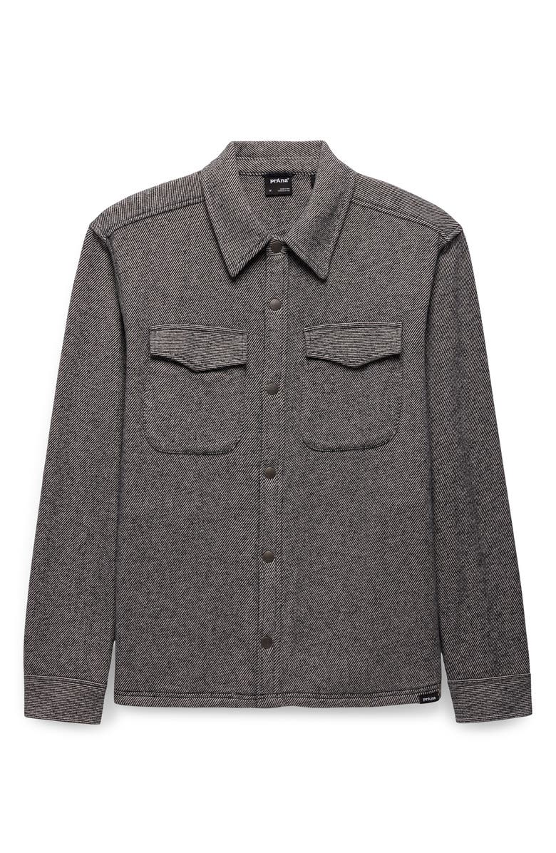 prAna Happy Camp Flannel Snap-Up Shirt Jacket, Alternate, color, Shadow Heather