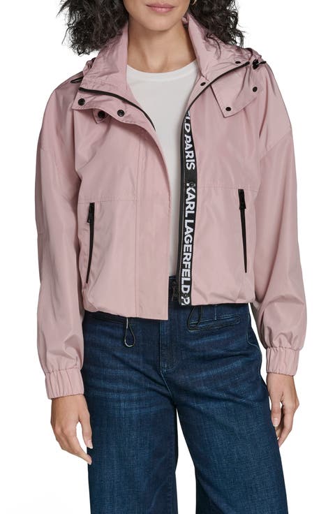 Short Hooded Logo Rain Jacket