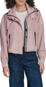 KARL LAGERFELD Short Hooded Logo Rain Jacket