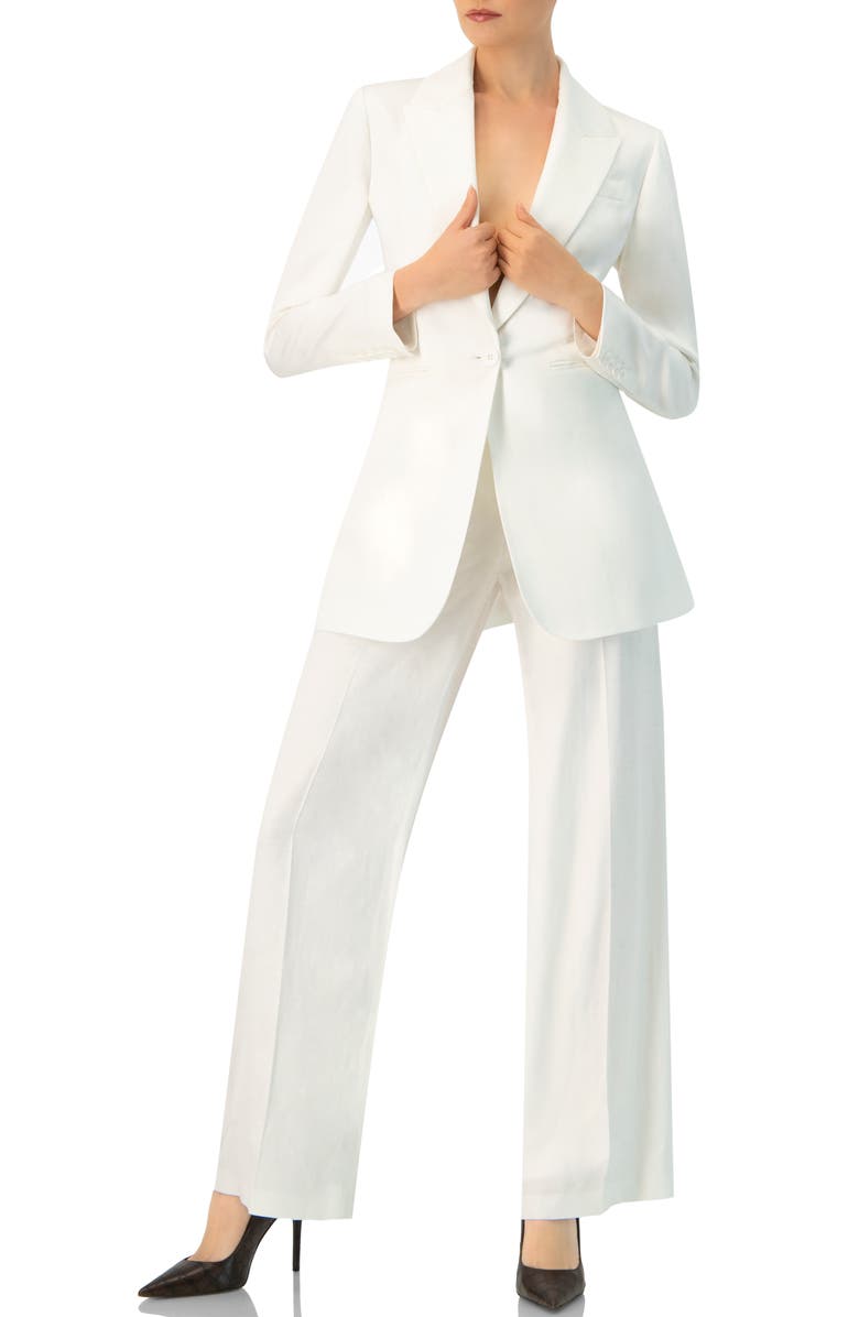 IVONNE Wide-Leg Straight Cotton Pants, Alternate, color, White