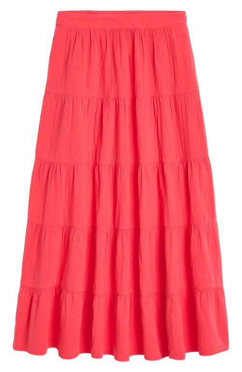 Boden Nadia Tiered Cotton Maxi Skirt In Red