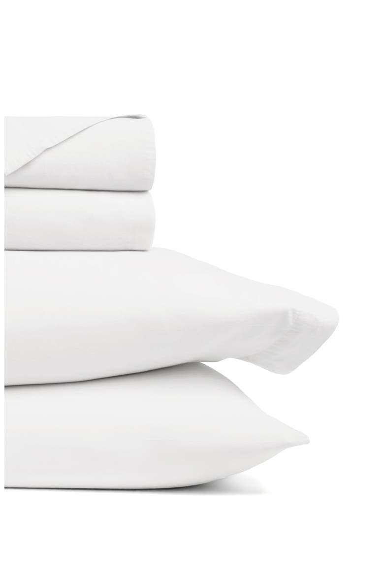 Solid Cotton Percale Sheet Set, Alternate, color, WHITE