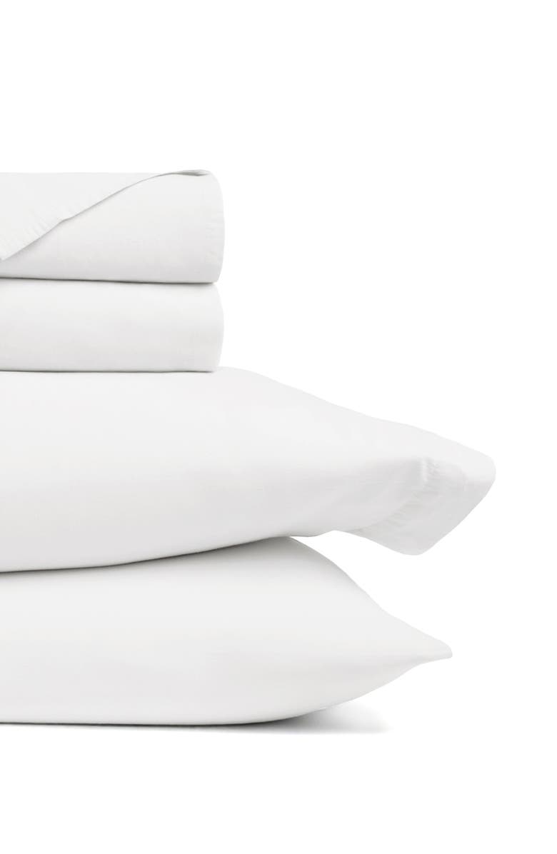HOMESPUN Solid Cotton Percale Sheet Set, Alternate, color, White