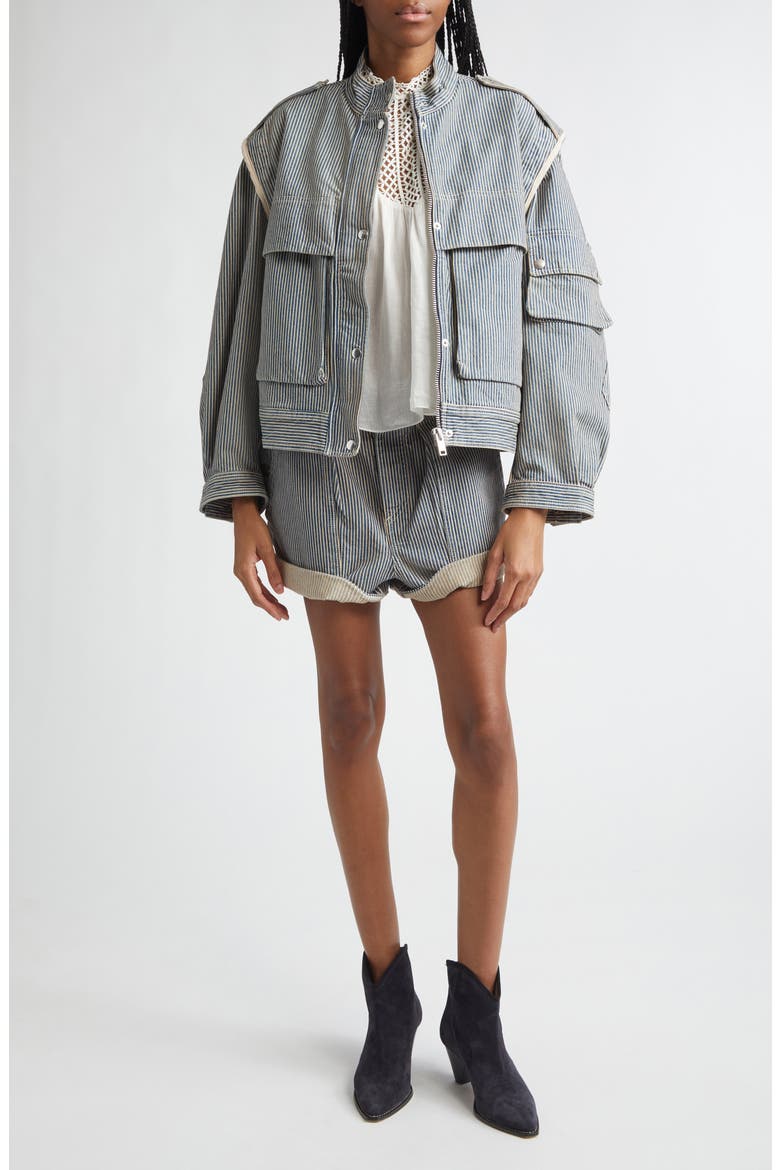 Edany Striped Cotton Utility Jacket, Alternate, color, BLUE/ WHITE