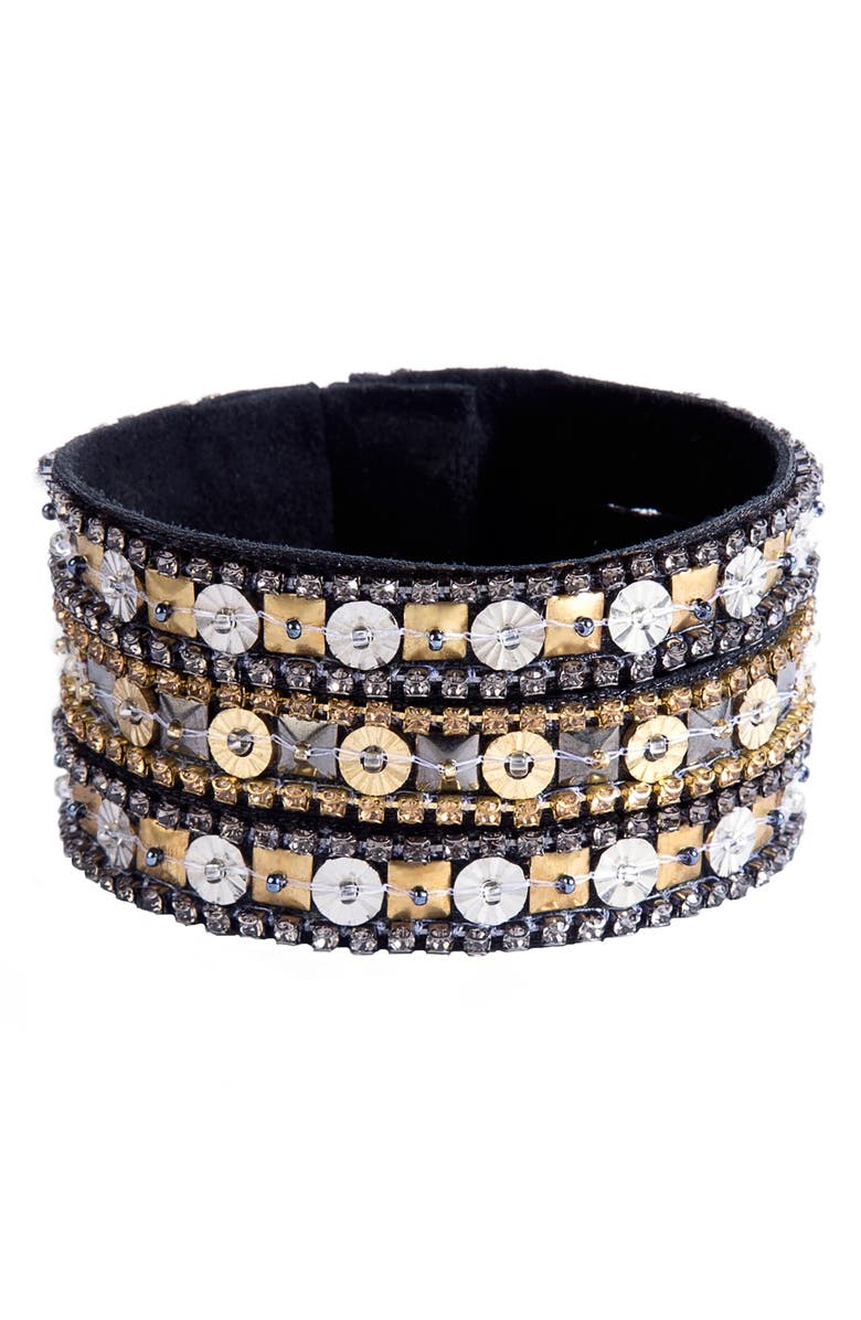 Deepa Gurnani Amoli Rhinestone & Sequin Cuff, Main, color, 