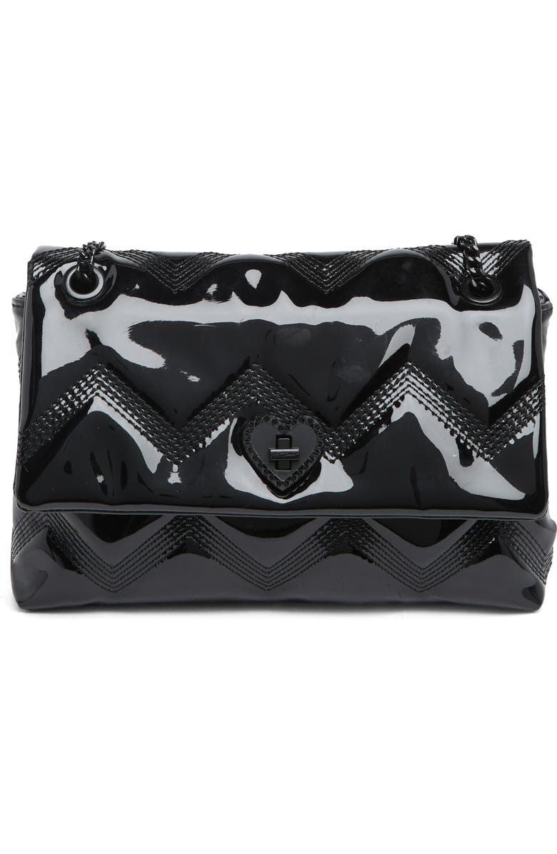 Betsey Johnson Twist Lock Heart Quilted Convertible Crossbody Bag, Main, color,