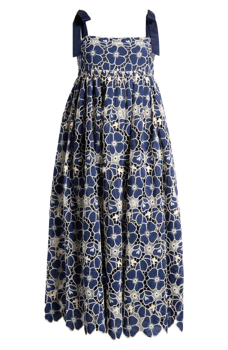 Mila Mae Embroidered Tie Strap Sleeveless Midi Dress, Alternate, color, 