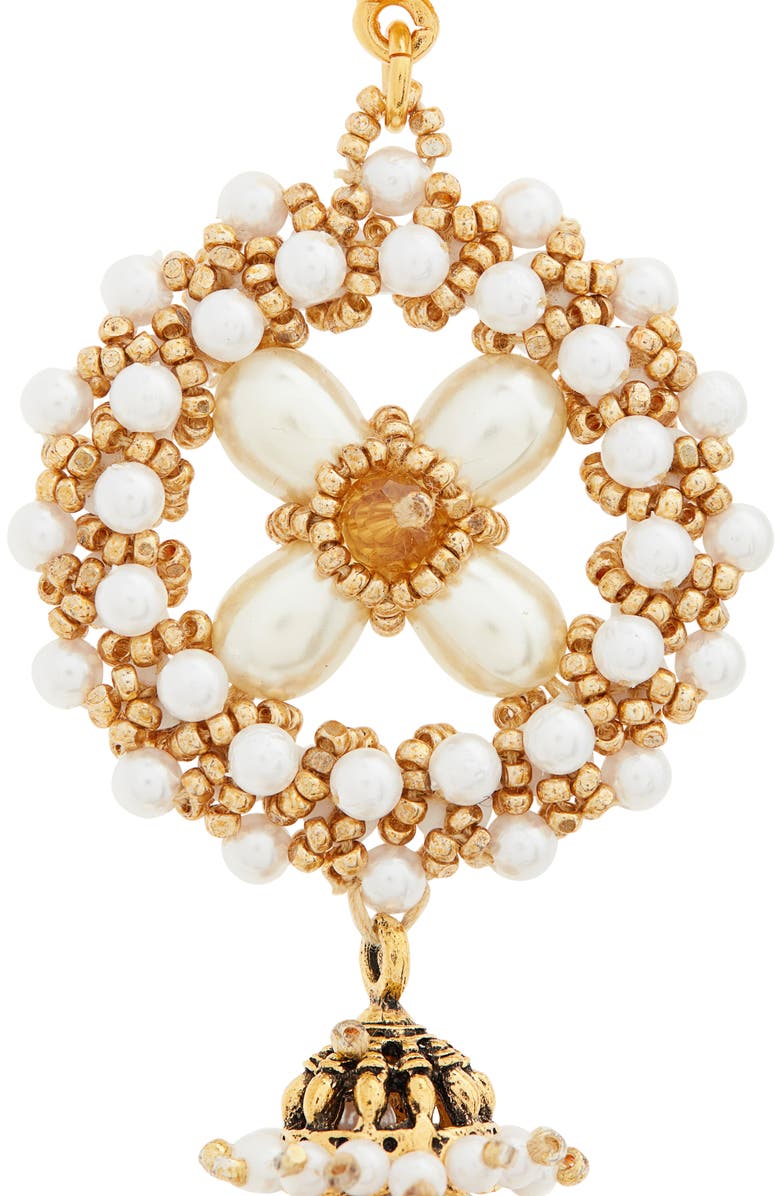 Oscar de la Renta Imitation Pearl Clip-On Drop Earrings, Alternate, color,