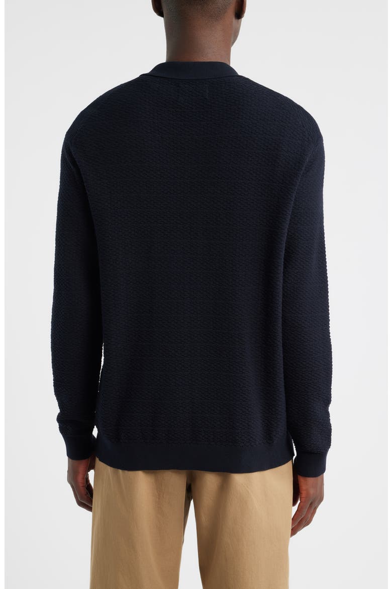Navi 6499 Ribbed Cotton Full Button Cardigan, Alternate, color, NAVY BLUE