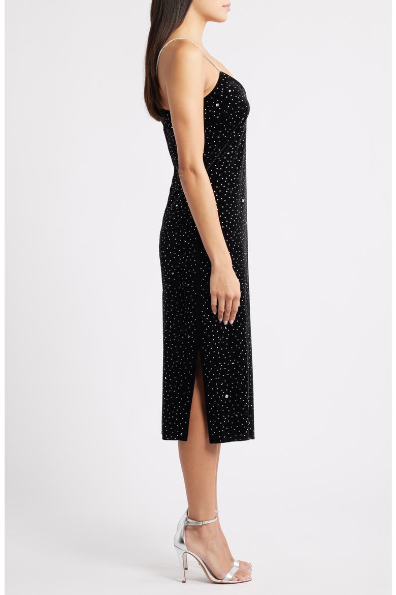 Velvet Rhinestone Embellished Midi Slipdress, Alternate, color, BLACK